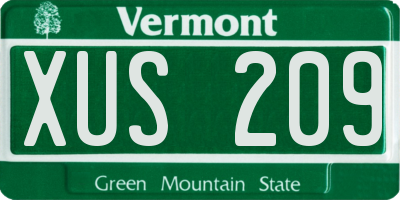 VT license plate XUS209