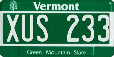 VT license plate XUS233