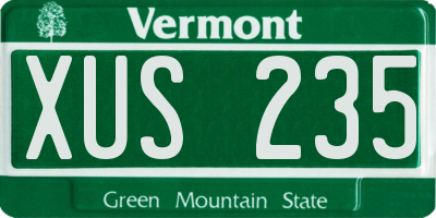 VT license plate XUS235