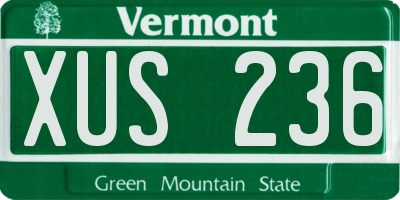 VT license plate XUS236
