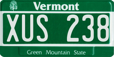 VT license plate XUS238