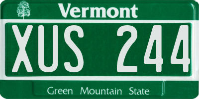 VT license plate XUS244