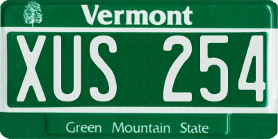VT license plate XUS254