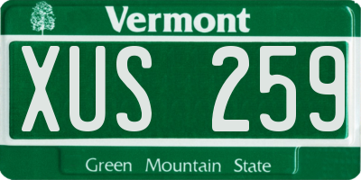 VT license plate XUS259