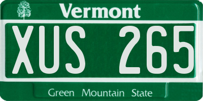 VT license plate XUS265