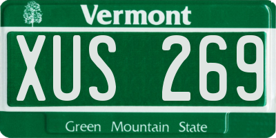 VT license plate XUS269