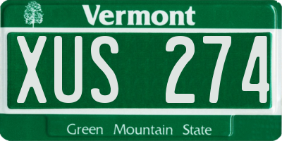 VT license plate XUS274
