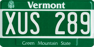 VT license plate XUS289