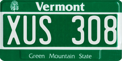 VT license plate XUS308