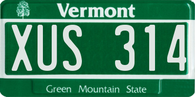 VT license plate XUS314
