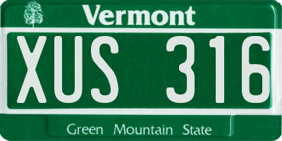 VT license plate XUS316