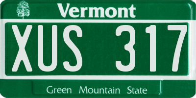 VT license plate XUS317