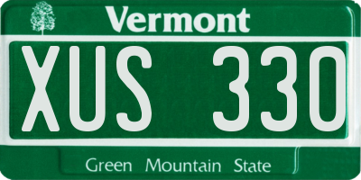 VT license plate XUS330