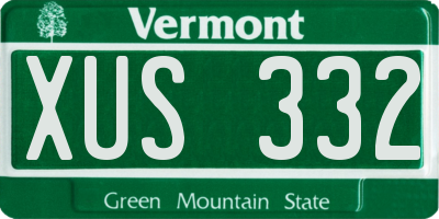 VT license plate XUS332
