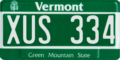 VT license plate XUS334