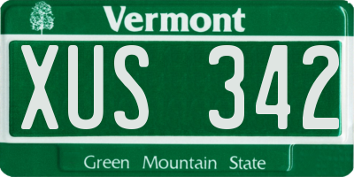 VT license plate XUS342