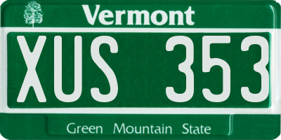 VT license plate XUS353