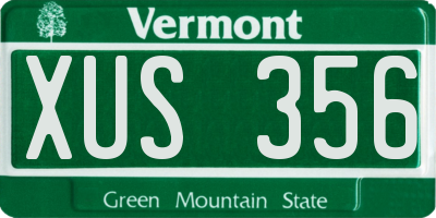 VT license plate XUS356