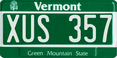 VT license plate XUS357