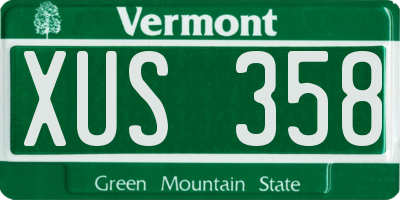 VT license plate XUS358
