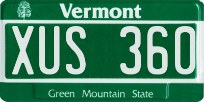 VT license plate XUS360