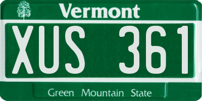 VT license plate XUS361