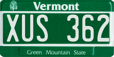 VT license plate XUS362