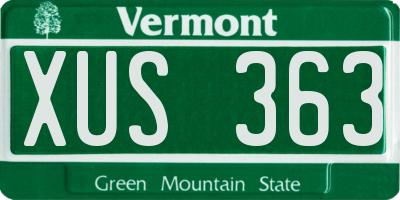 VT license plate XUS363