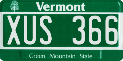VT license plate XUS366