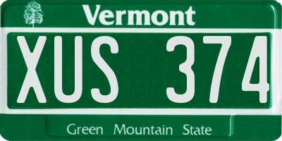 VT license plate XUS374