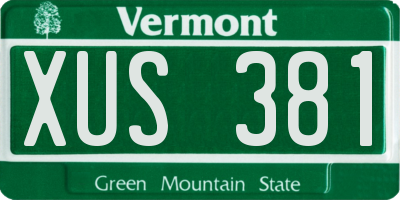 VT license plate XUS381
