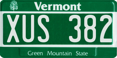 VT license plate XUS382