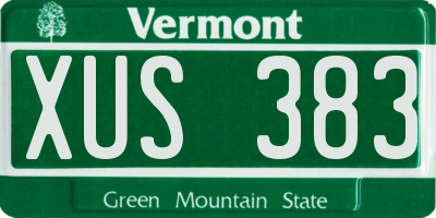 VT license plate XUS383