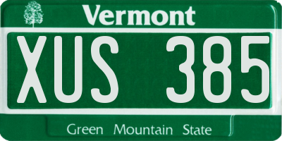 VT license plate XUS385