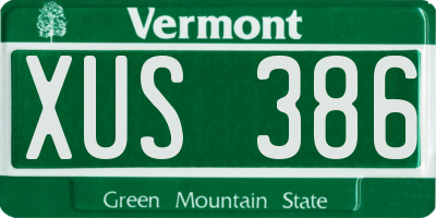 VT license plate XUS386