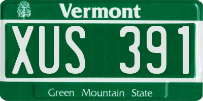 VT license plate XUS391