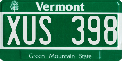 VT license plate XUS398