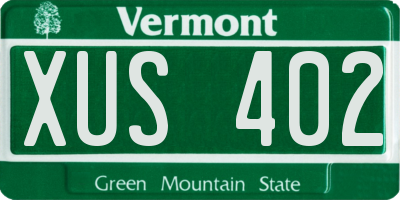 VT license plate XUS402