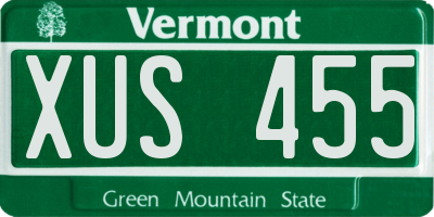 VT license plate XUS455