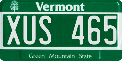 VT license plate XUS465