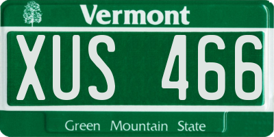 VT license plate XUS466