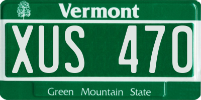 VT license plate XUS470