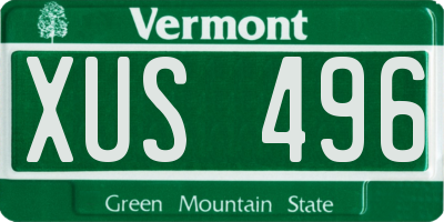 VT license plate XUS496