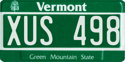 VT license plate XUS498