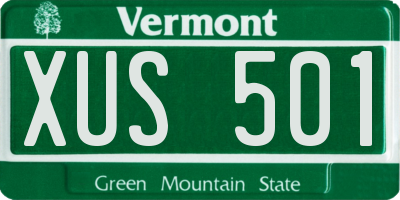 VT license plate XUS501