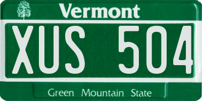 VT license plate XUS504