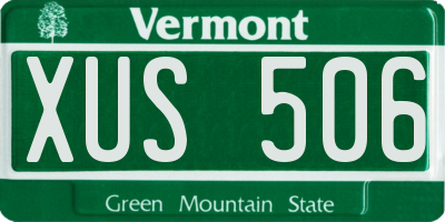 VT license plate XUS506