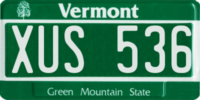 VT license plate XUS536