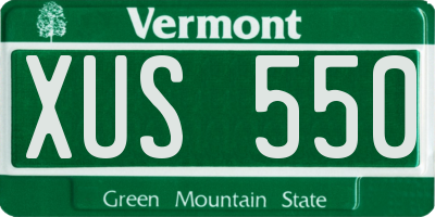 VT license plate XUS550