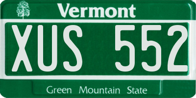 VT license plate XUS552